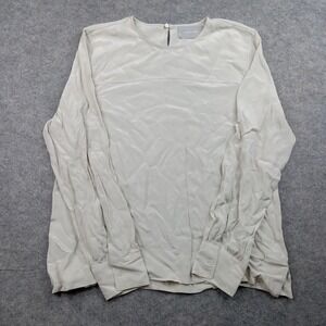 Everlane Shirt Womens 8 Ivory 100% Silk‎ Long Sleeve Crewneck Minimalist Blouse